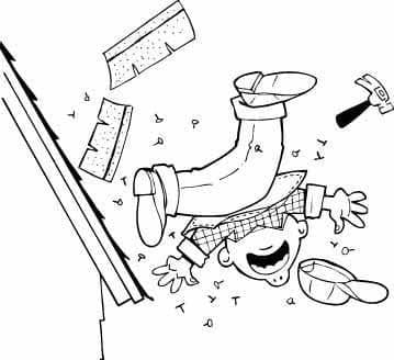 man falling off roof cartoon